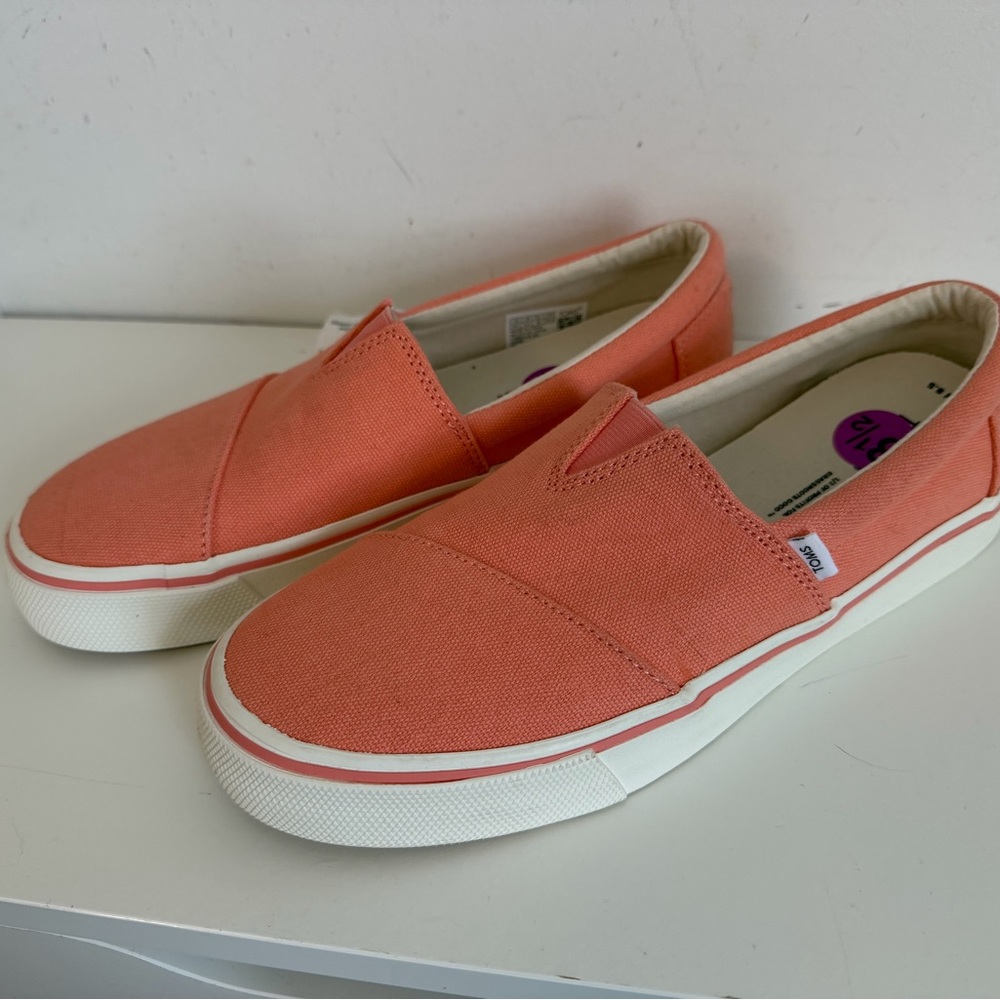 Toms Coral Canvas Slip-Ons